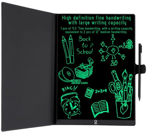 Czemo Tableta de Escritura LCD 11,5 Pulgadas con Funda de Cuero, Reutilizables Pizarra Electrónica Tableta Escritura LCD Adulto Pizarra mágica para Dibujar, Oficina, Aula, Notas, Color único