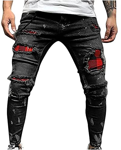 WEITING Jeans en Denim Déchiré for Hommes Jeans Stretch Coupe Droite Slim Denim Élégant Les Jeans De Taille for Hommes Jeans Déchirés De Coupe Régulière Printemps Et Jeans pour Hommes