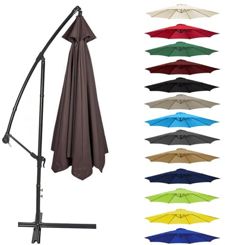 Canopy Cover 200CM 2.7M 300CM (6 Arms/8 Arms) Umbrella Replacement Cloth Cantilever Parasol Top Fabric Cover UV Protective(Color:Brown,Size:6 ribs-3m(9.8ft))