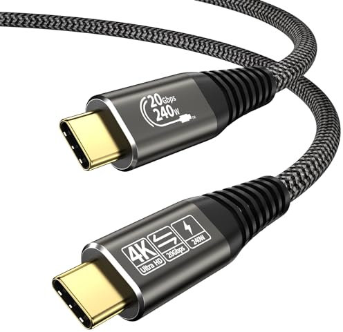 EUDOBEL Cavo USB C USB C 3.2 Gen2×2 Cavo USB Type C 1M Cavo Dati USB Type C 20 Gbps Cavo USB C Ricarica Rapida 240W Cavo USB C Video 4k@60Hz compatibile con Laptop,Telefono Cellulare,Monitor,Switch