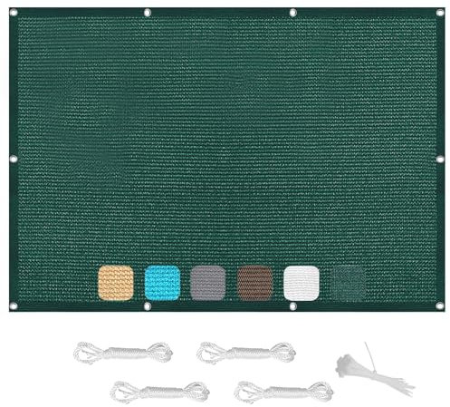 Sonnenschutz Segel 2.2 x 3.4 m Hdpe Gewebe Garden Schattiernetz Wasser Luftdurchlässig mit Ösen Befestigungs Kit für Carport Pflanze Pergola Zaun Außen, Dunkelgrün