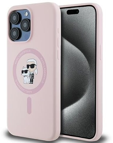 CG Mobile Karl Lagerfeld KLHMP15LSCMKCRHP Hülle für iPhone 15 Pro 6.1 Rosa hardcase Silicone Karl & Choupette