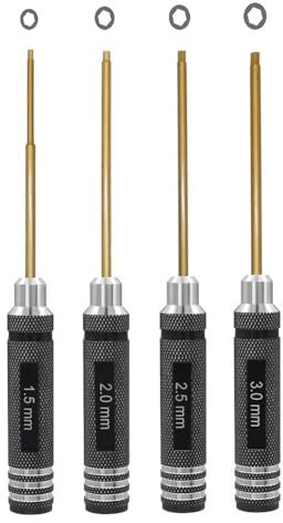 4 pezzi cacciaviti esagonali,set di strumenti per cacciaviti RC (1,5 mm 2,0 mm 2,5 mm 3,0 mm) per auto RC, elicottero, aeroplano