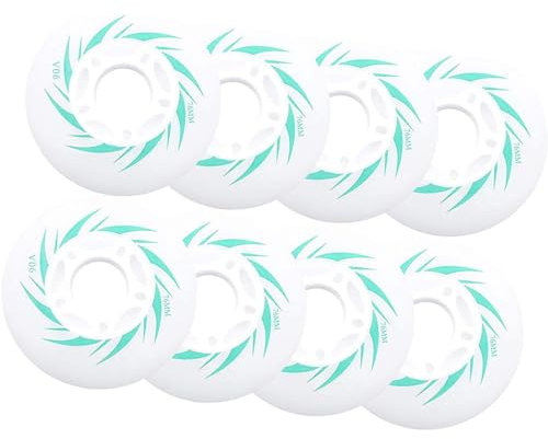 HEFAM 8 STÜCKE LED-Leuchten PU Inline Skate Ersatzräder, 72mm/76mm/80mm Leuchträder für Inline Skate Wave Board Caster Board Street Surf,Grün,76MM