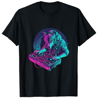 Wolf DJ Techno Tourne-disque DJ Wolf Dance Music Beatmaker House T-Shirt