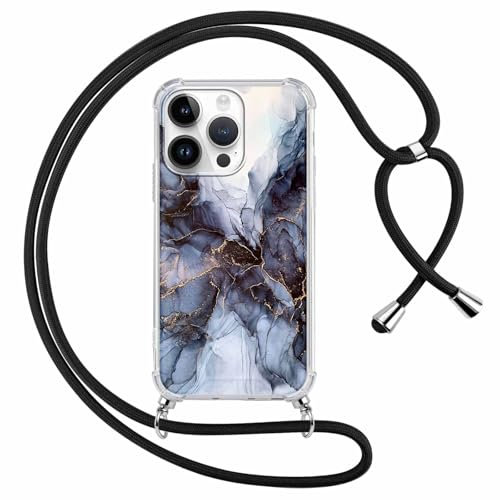 Yoedge Coque avec Cordon pour iPhone 11 Pro Max 6,5, Collier Réglable Étui Transparente Aesthetic Motif Marbre Femmes Filles Case, Silicone TPU + PC Antichoc Housse Tour de Cou Laniere Corde Cover,02