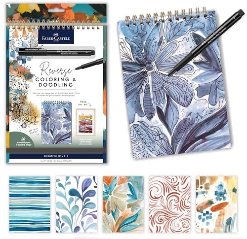Faber-Castell Reverse Coloring Book & Doodling: Neutrals – Umgekehrtes Malbuch für Erwachsene, Malbücher für Erwachsene gegen Angst und Entspannung, beruhigendes Malbuch für Erwachsene für Frauen und