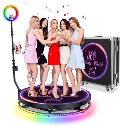 360 Photo Booth Machine for Parties 40.2/100cm for 1-5 People with Flight Case Free Custom Logo with Remote Control 360 PhotoBooth (100cm/40.2in)