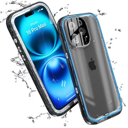 Catalyst Total Protection Case for iPhone 16 Pro Max - 5X More Waterproof Case for iPhone 16 Pro Max, Drop Proof with 9H Scratch Resistant Screen Protector, Wireless Charging, Clearer Audio Black