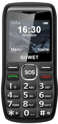 Guwet D1 Big Button Mobile Phone for Elderly, Senior Mobile Phone with 1600mAh Battery, Dual SIM, Black