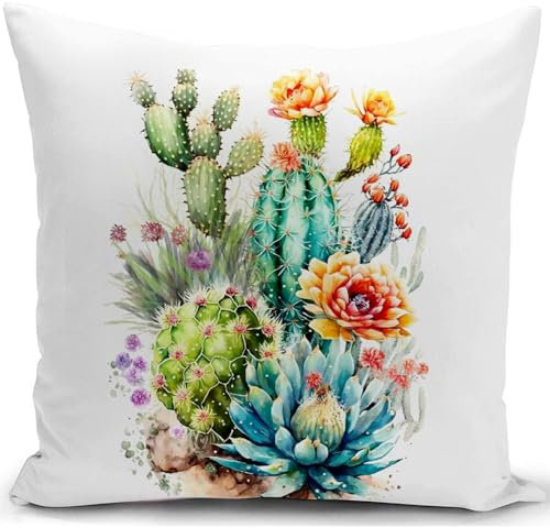 HUASHUZI Kissenbezug 40x40 cm Kissen Kaktus kakteen Pflanze sukkulenten deko für sofakissen kissenbezüge dekokissen couchkissen kissenhülle Sofa Balkon Outdoor Garten Zimmer zierkissen