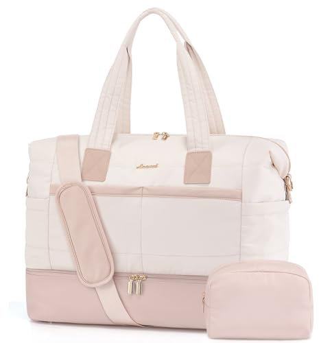 LOVEVOOK Weekender Reisetasche Damen, Kliniktasche Geburt Handgepäck Tasche Leicht Krankenhaustasche, Puffer Groß Travel Duffle Bag mit Schuhfach & Kulturtasche, Sporttasche für Flugzeug Reise