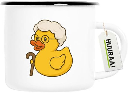 Huuraa tasse en émail Canard en caoutchouc orthophonie Tasse à café cadeau vintage 300 ml Canard en caoutchouc orthophonie Présent