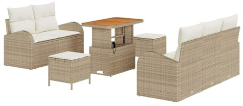vidaXL 4-teiliges Garten-Sofa-Set mit Kissen in Beige aus Poly Rattan – perfekte Außenmöbel für deinen Balkon oder die Terrasse. Vielseitiges, modulares Lounge-Set für den Sommer und Frühling.