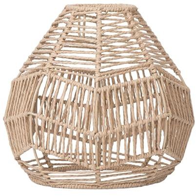 1XRattan Lampenschirm Hängend, Geflochtene Lampenschirm für Tischlampe Stehlampe Hängelampe, Geflochtener Rattan-Hängeleuchten-schirm für Hotel Restaurant Wohnzimmer