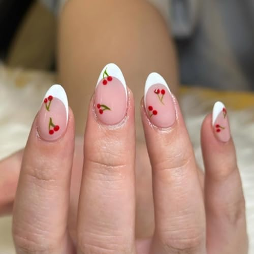 Press On Nails With Fruit Designs French Styles Fashionable Stick On For Parties And Daily Wear Accesories Nail Decoration