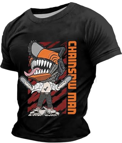 Rrongwn Chainsaw-Man T-Shirt Men's Makima Print Fashion T-Shirt Loose Short Sleeve Shirt Anime Cotton T-Shirts Hip Hop Sport Y2K Streetwear Lightweight Tee Top