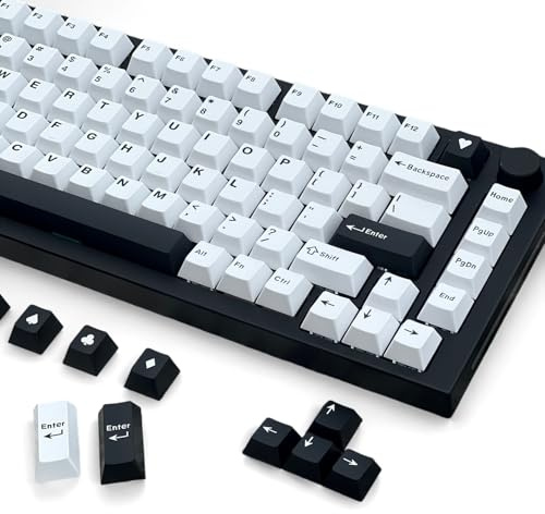 ABS Tastenkappen für MX Switches, Minimalistischer Stil | 163 Tasten, Lichtdichte Tastenkappe, Verschleißfest, 60% 65% 75% 95% ASIN/ISO Layout Mechanical Keyboards
