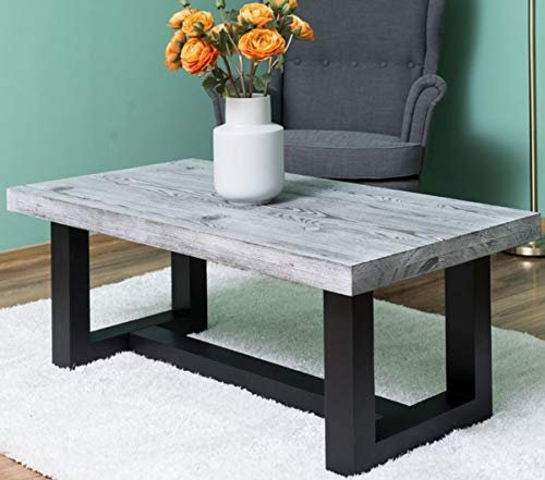 Casa Padrino Landhausstil Couchtisch Grau/Schwarz 120 x 60 x H. 45 cm - Massivholz Wohnzimmertisch - Wohnzimmermöbel im Landhausstil