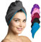 Fit-Flip Haarturban Mikrofaser - 2 Stück Haarhandtuch mit Knopf - schnelltrocknend und saugstark - Microfaser Kopf Turban - Haar Handtuch (dunkelgrau-blau)