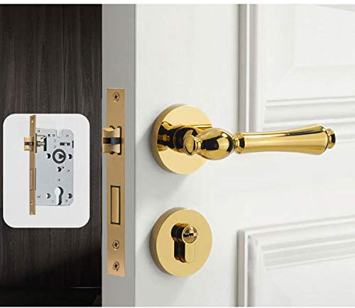 Manija de puerta con muelles, manija de puerta dividida de seguridad interna, manija de puerta de madera de aleación de zinc, cerradura de manija de puerta con 3 llaves, 1 cuerpo de cerradura