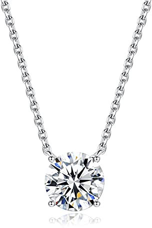 Bo&Pao Damen Kette mit Zirkonia in Silber Sterling 925, Halskette mit Stein, 45 cm, verstellbar