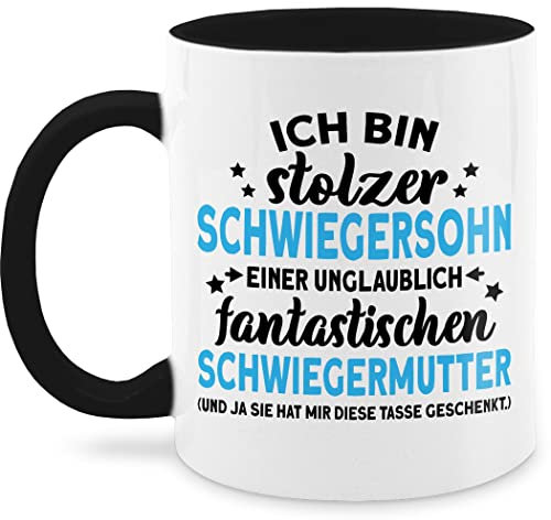 Tasse Tassen 325ml - Statement Sprüche - Stolzer Schwiegersohn einer fantastischen Schwiegermutter - 325 ml - Schwarz - geschenke für schwiegersöhne spruchtasse sarkasmus bester kaffeetasse den