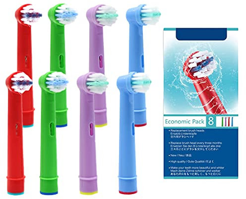 FFYan 8pcs Kinderzahnbürstenkopf für Oral B, Kinder Ersatzbürstenköpfe für Braun elektrische wiederaufladbare Zahnbürste mit Paket