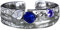 NicoWerk Damen Silberring Eklatant aus 925 Sterling Silber Bandring mit Stein Blau Bunt Struktur Zirkonia Verstellbar Offen SRI820