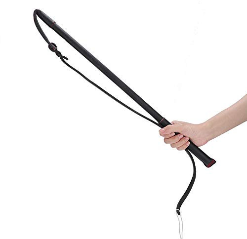 EBTOOLS Fouet D'entraînement pour Chien en Peau de Vache Artificielle, Fouets et Fouets D'équitation, Fouet D'entraînement avec Poignée, pour Chiens Moyens et Grands, Noir 95 Cm