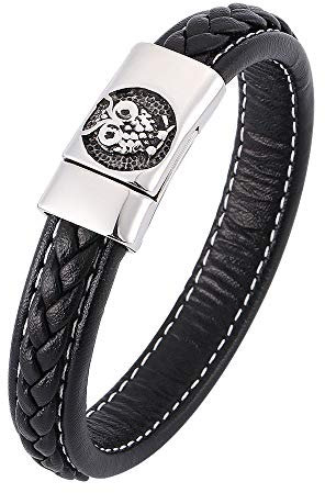 Leder Armband Männer, Bracelet Men Eule Lederarmband Herren Lederarmband Schwarz Schmuck Herren für Männer Geschenke