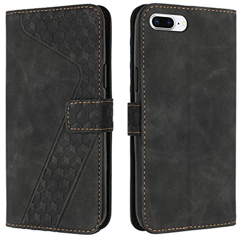 OKZone Kompatibel mit iPhone 6S/6 Plus Hülle, PU Leder Handyhülle Tasche Wallet Schutzhülle iPhone 6S/6 Plus (5,5 Zoll), Flip Cover Klappbar Etui mit Magnet Kartenfach TPU Lederhülle (Schwarz)