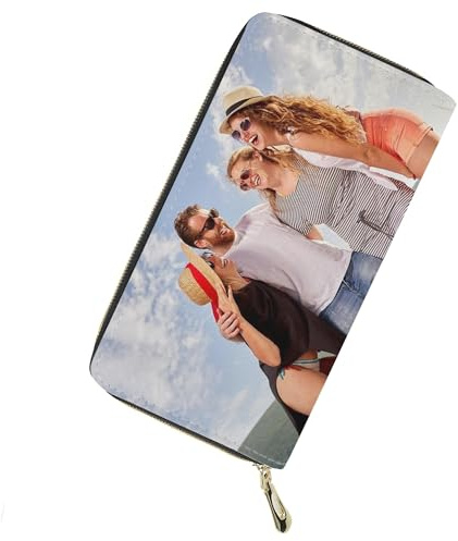 Gudina Personnalisé Femmes Portefeuille-Double Face Impression Fait sur Mesure Grande Capacité Porte-Monnaie Porte-Carte -Portefeuille en Cuir Cadeau pour mère épouse Petite Amie Soeurs-2 Image