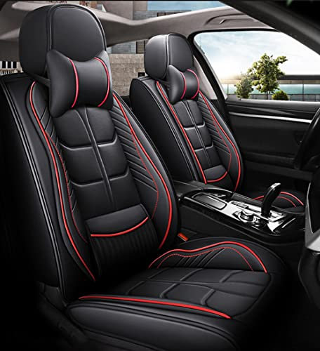 maiqiken Autositzbezug Für Suzuki Jimny Komplettset 2 Sitze Allwettereinsatz Auto Ledersitzbezug Schwarz Rot