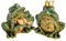 Deko-Frösche 2 Fach Sortiert, mit Herz und Krone, aus Keramik, in grün-Gold, für Heim, Garten, Terrasse oder Teich, Größe: L/B/H ca. 4 x 5 x 7 cm