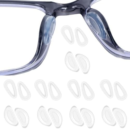 Eyeglass Nose Pads with Airbag, Adhesive Anti Slip Glasses Nose Pads Silicone, Waterdrop/D Shape Nose Pads for Glasses Stick Ons for Eyeglasses Sunglasses Reading Glasses, 10 Pairs, Clear