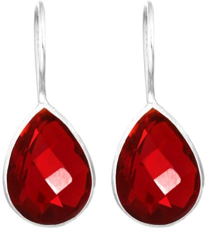Rubin Simuliert Checker Cut Fest Kabel Basel Ohrring 925 Sterling Silber Handgemacht Schmuck (98561_RUB_E)