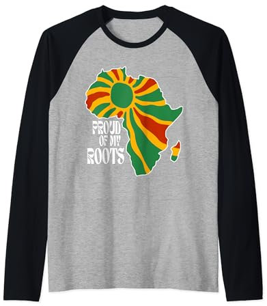 Proud Of My Roots Love Africa Map With Pan African Colors Raglan Baseball Tee