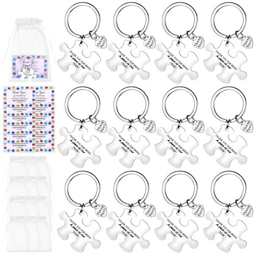 Lot de 36 porte-clés de remerciement avec cartes de remerciement, sacs en organza, cadeaux de remerciement pour employés, collègues, enseignants, infirmières, Argenté., 1.5in