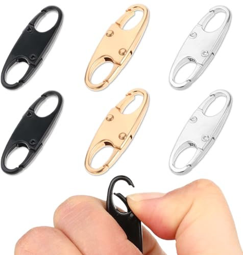 DIVINA VITAE Zipper Clips Anti Theft Deterrent, 6PCS S Carabiner Small Zipper Pull Locks Mini Snap S Hooks for Backpacks Camping Fishing Traveling Outdoor Sports (Black, Silver, Gold)