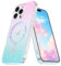 YINLAI für iPhone 16 Pro Hülle - MagSafe Kompatibel, Glitzer Farbverlauf TPU Bumper PC Schale Case Schutzhülle für iPhone 16 Pro 6,3 Zoll 2024, Blau Rosa