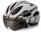 Casco da Ciclismo Casco Protettivo per Uomo Adulto e Donna con Visiera Magnetica (Bianco nero)