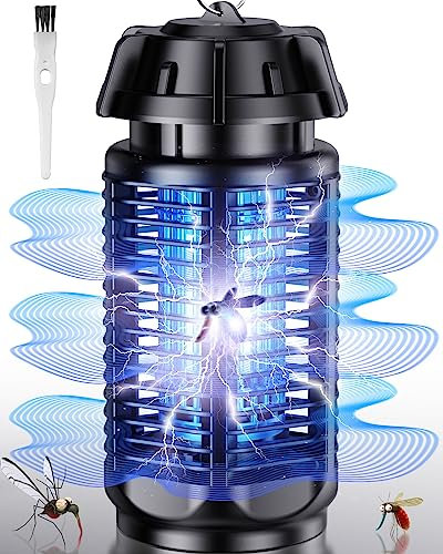 Insektenvernichter Elektrisch, 20W/4000V Mückenlampe, Drinnen/Draußen Portable Mückenfalle, 720° Effektiv töten Mücken Fliegen Wespen Motten, Geeignet für Schlafzimmer Hinterhof Garten Camping