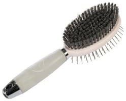 HKM Gel Mane and tail brush dual use Light Rose/Light Grey One Size