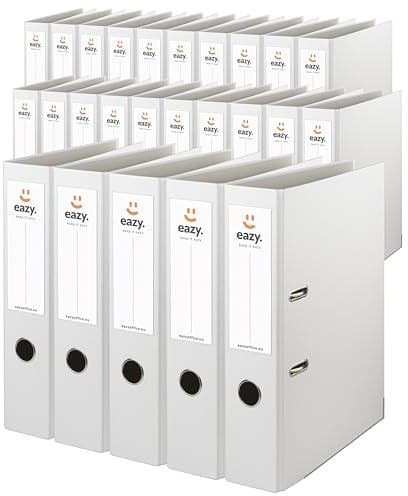 Büro-Ordner Eazy A4 | Breit, Weiß | Einfachheit, Ordnung und Langlebigkeit in zwanzig Farben und drei Breiten