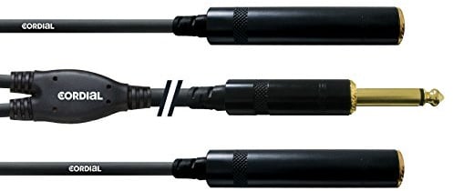 Cordial - Cavo adattatore a Y, 6,3 mm, stereo, contatti mono dorati CFY 0,3 PGG, Nero