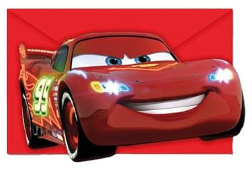 Disney Unique Party 71724 - Neon Cars Party Invitations, Pack of 6