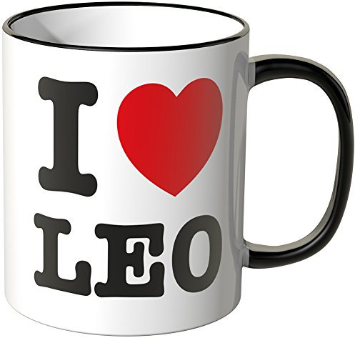 WANDKINGS® Tasse, Spruch: I Love Leo - SCHWARZ