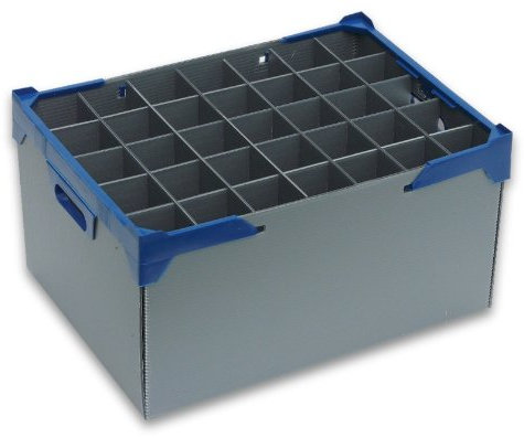 Champagne Glass Storage Box by Glassjacks with Lid, 35 cells - Wine Glass Storage for Glass Max Width 65mm & Glass Max Height 245mm