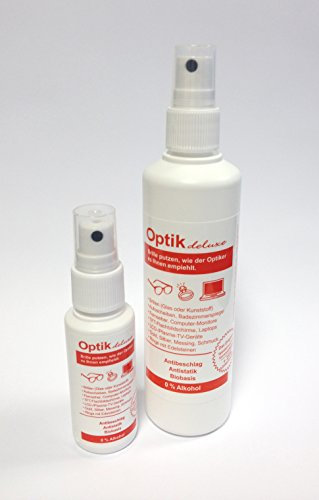 Optik- Deluxe Gläserreiniger, Antibeschlag, inkl. kleiner Flasche für unterwegs